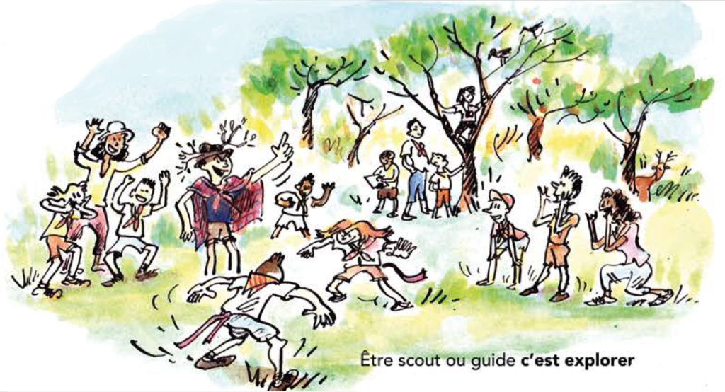 Porte-clés en tissu avec symboles Scouts et Guides de France